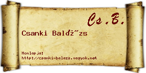 Csanki Balázs névjegykártya